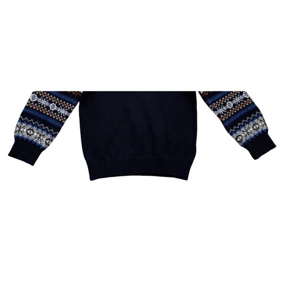 Gymboree Boys 3T Fair Isle Sweater Navy 3T CottonBlend Knit Pullover Button Neck - Picture 3 of 6